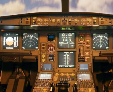 Screens in the aircraft control cabin